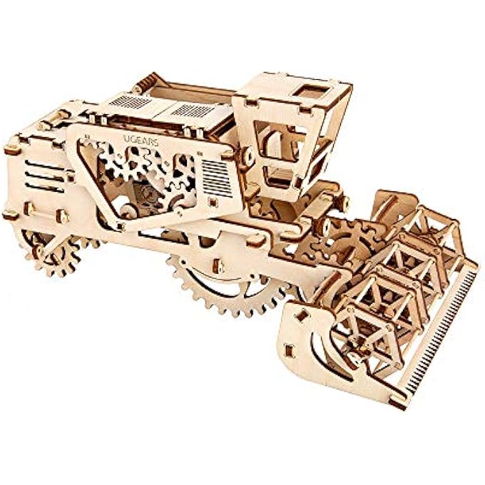 MADE IN EUROPE, 3D WOODEN PUZZLE COMBINE HARVESTER, MECHANICAL MODEL KIT WITH 154 PARTS, DIY, SELF-ASSEMBLY, WOODCRAFT CONSTRUCTION TOY, PERFECT FOR GIFTING, NO GLUE NEEDED, BROWN, UGR-70010 - Image 1